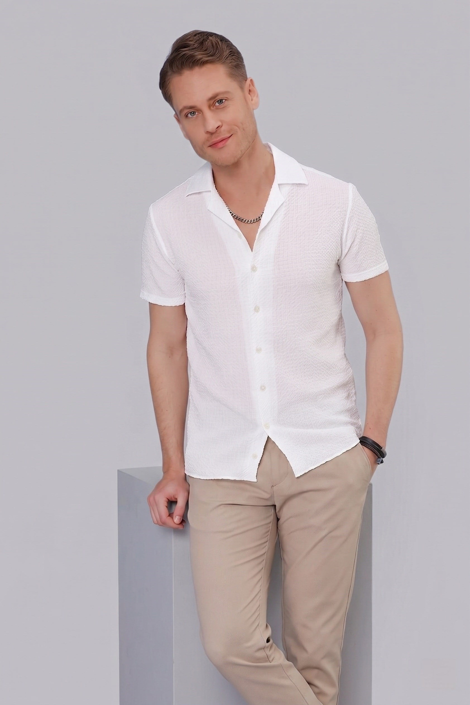 G 1536 Slim Fit Beyaz Klasik Gömlek