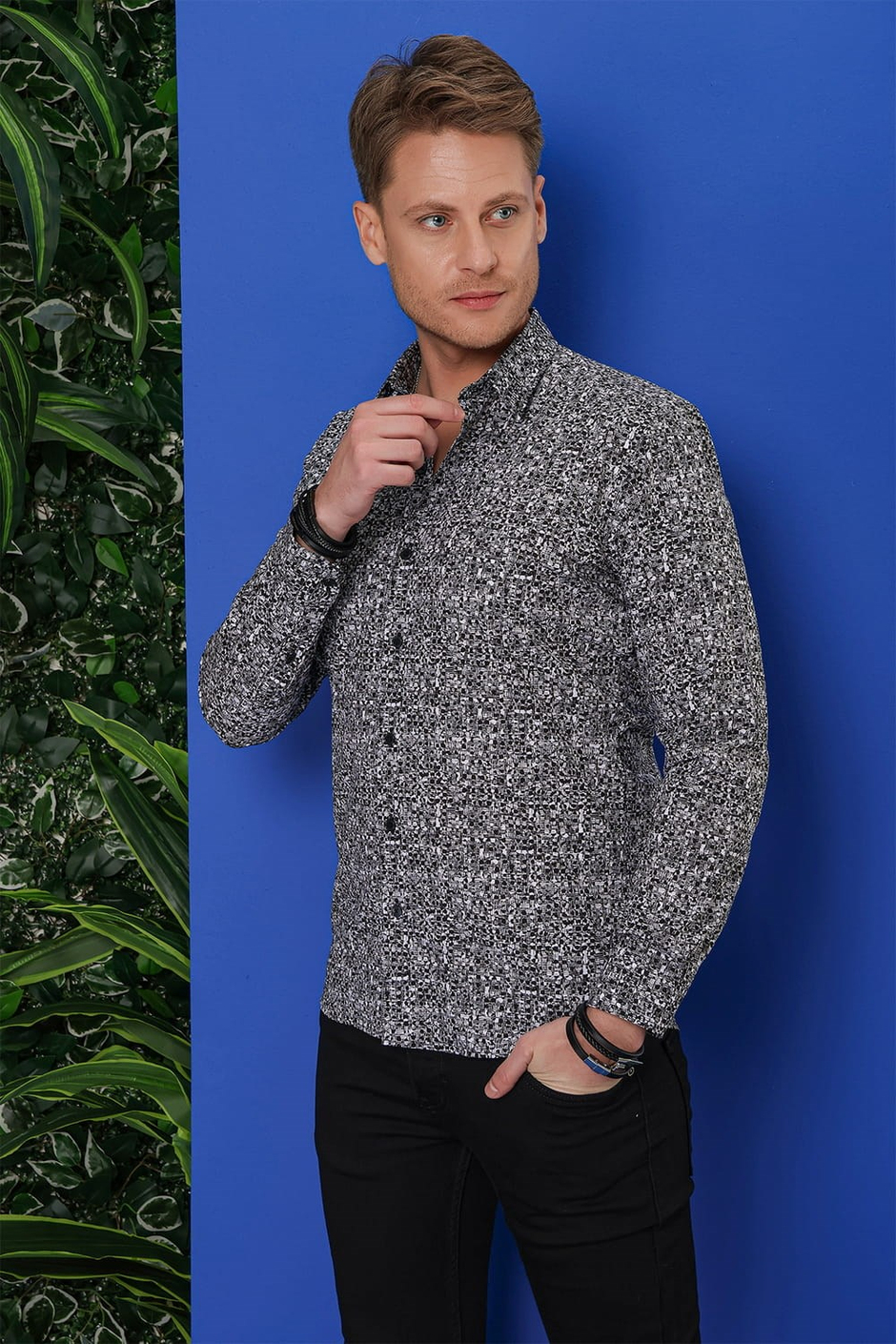 G 1541 Slim Fit Siyah Klasik Gömlek