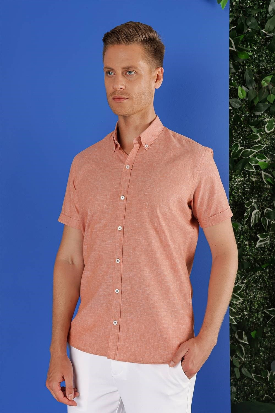 G 1556 Slim Fit Kiremit Klasik Gömlek