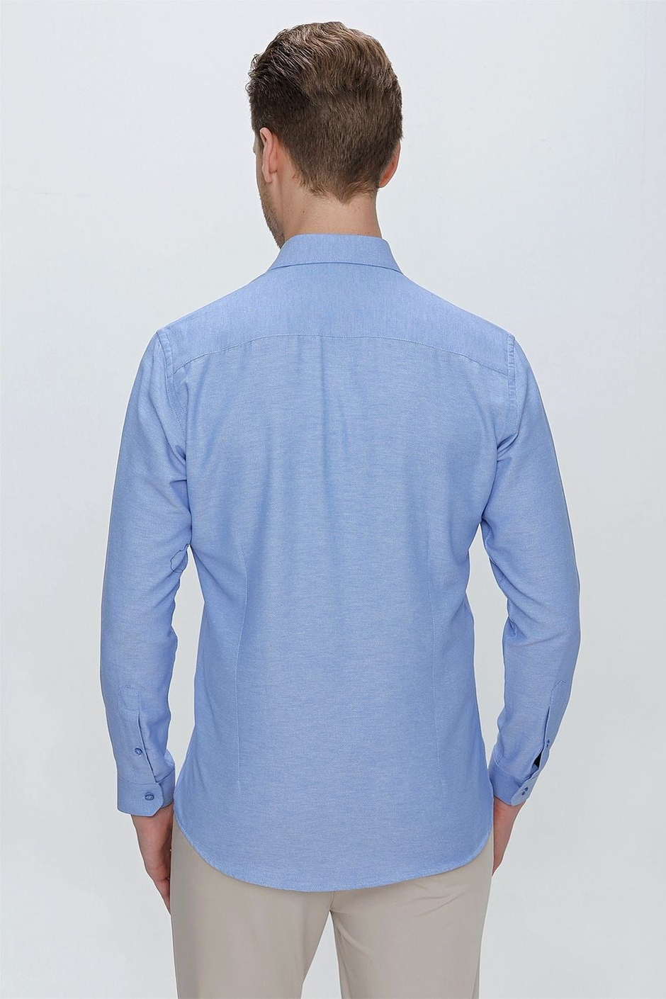 GK 673 Slim Fit Mavi Klasik Gömlek