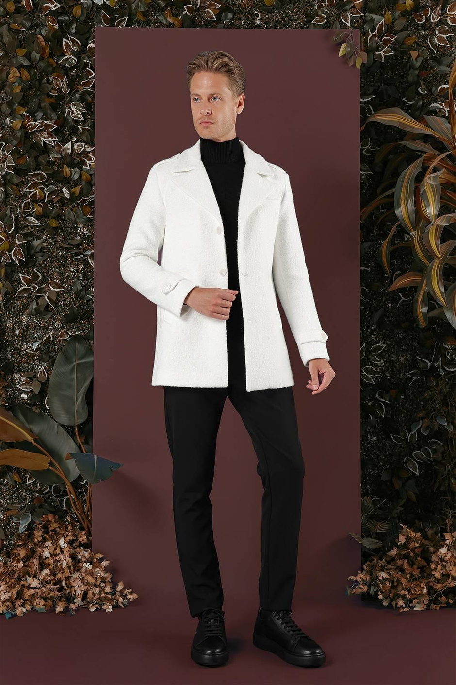 KA 078 Slim Fit Ekru Spor Kaban