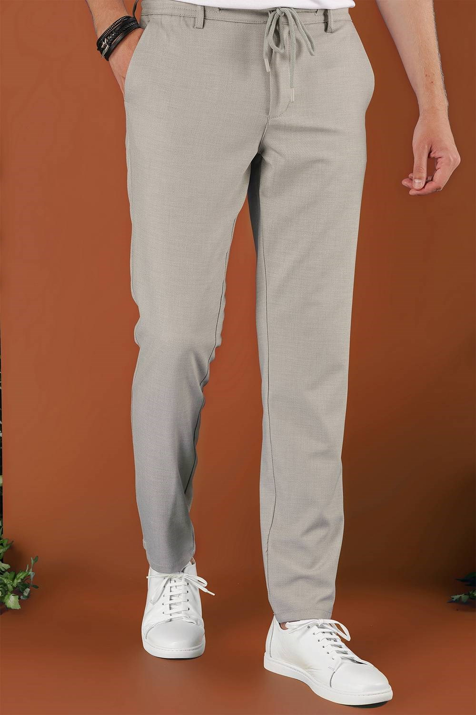 P 1117 Slim Fit Açık Gri Spor Pantolon
