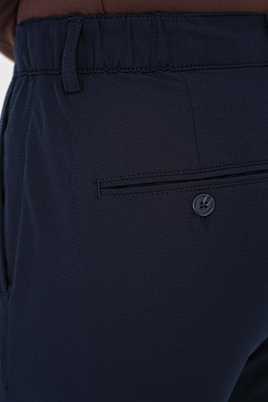 Regular Fit Yan Cep Doku Desenli Beli Lastikli Lacivert Pantolon P 1212