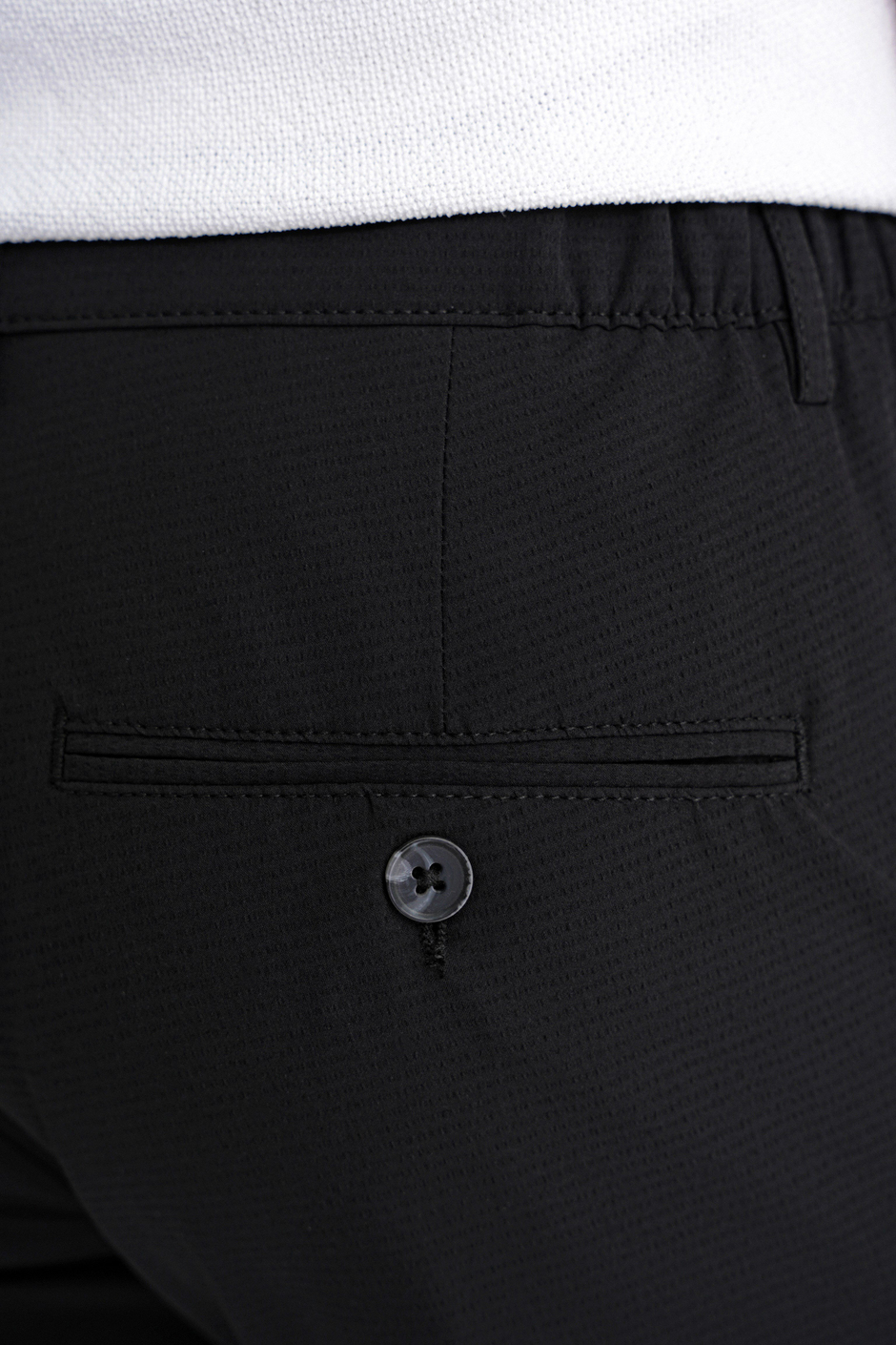 Regular Fit Yan Cep Doku Desenli Beli Lastikli Siyah Pantolon P 1212