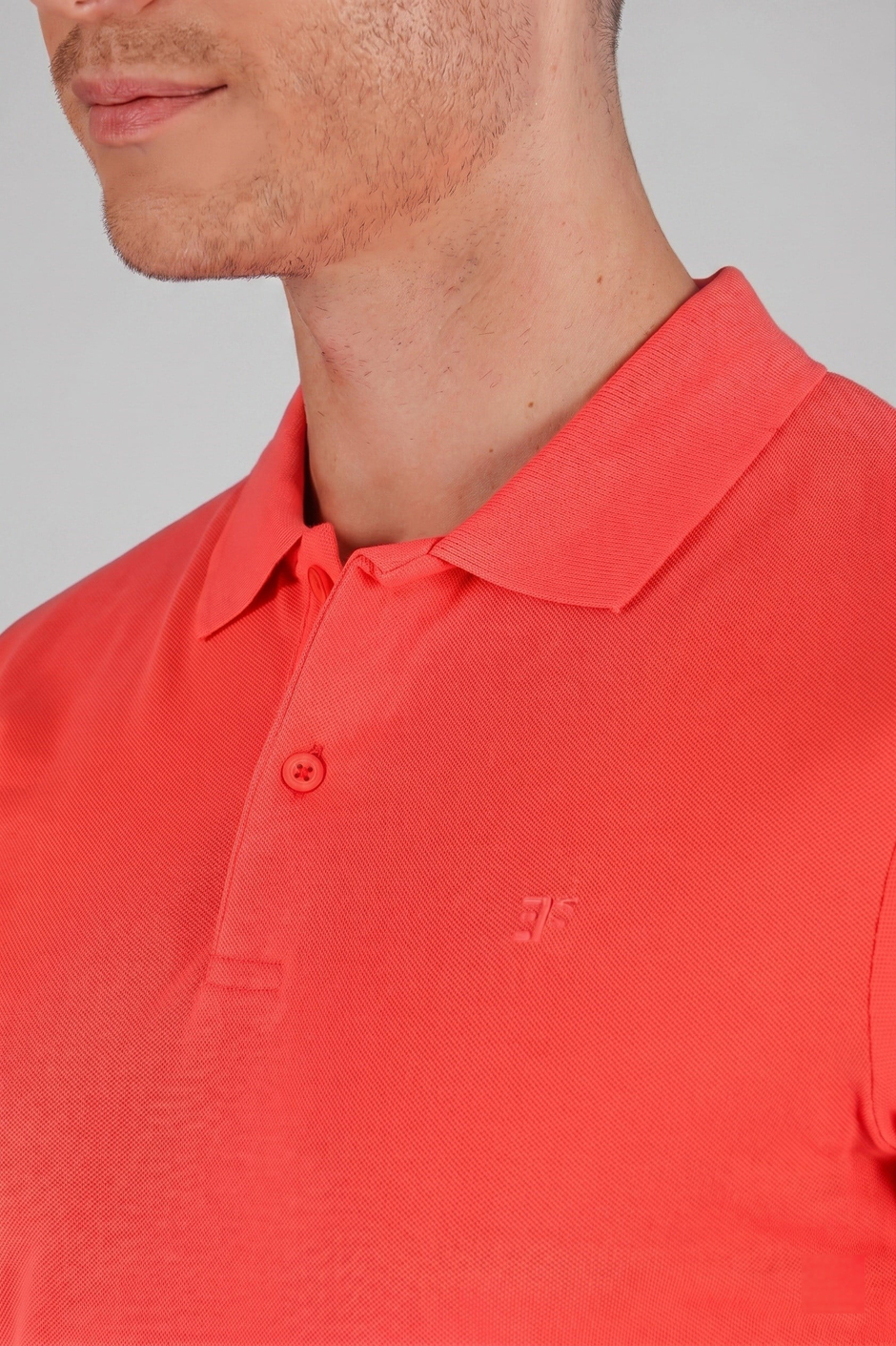 Slim Fit %100 Pamuk Düğmeli Mercan Polo Yaka Tişört Ts 845