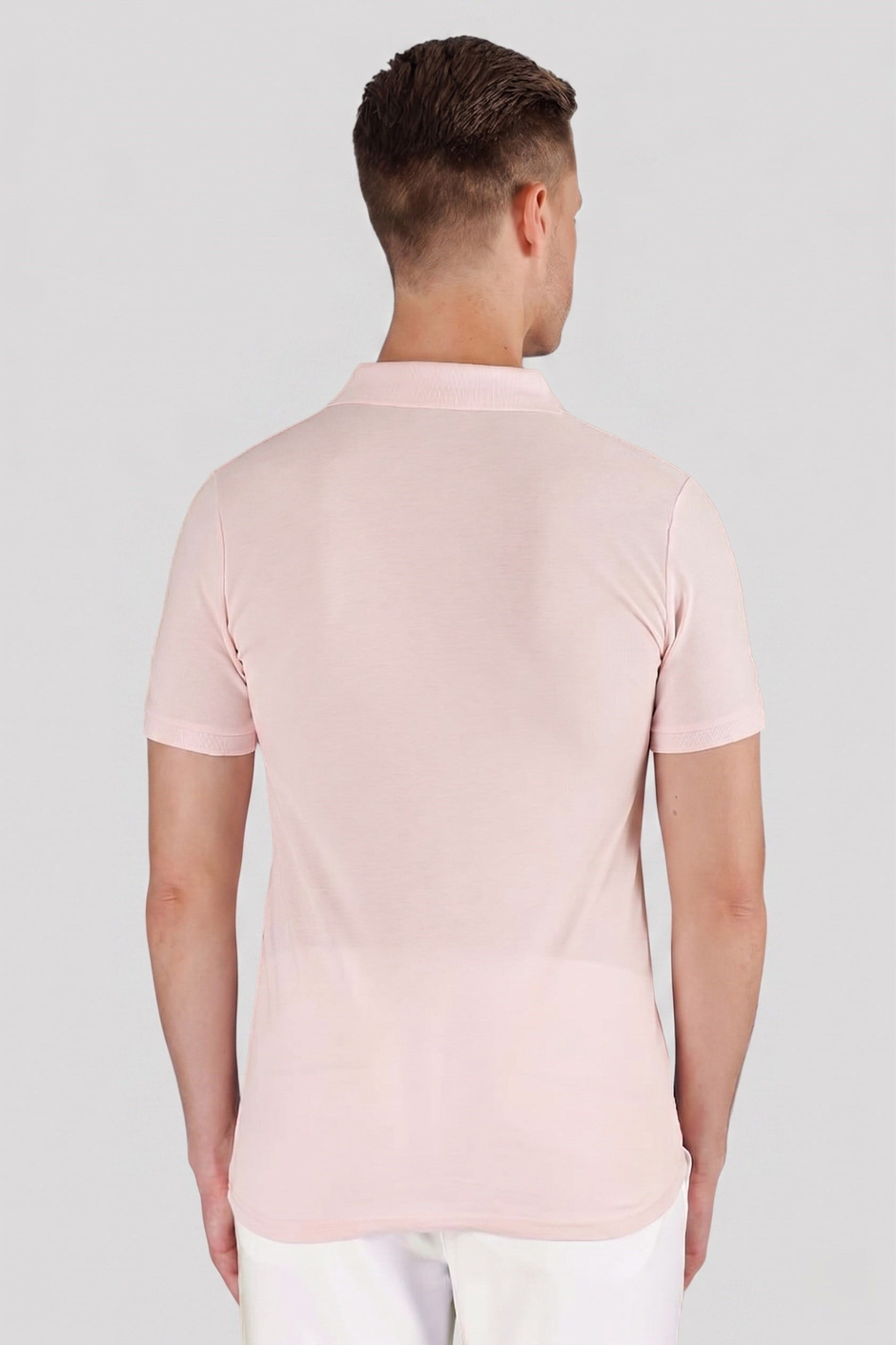 Slim Fit %100 Pamuk Düğmeli Pembe Polo Yaka Tişört Ts 845