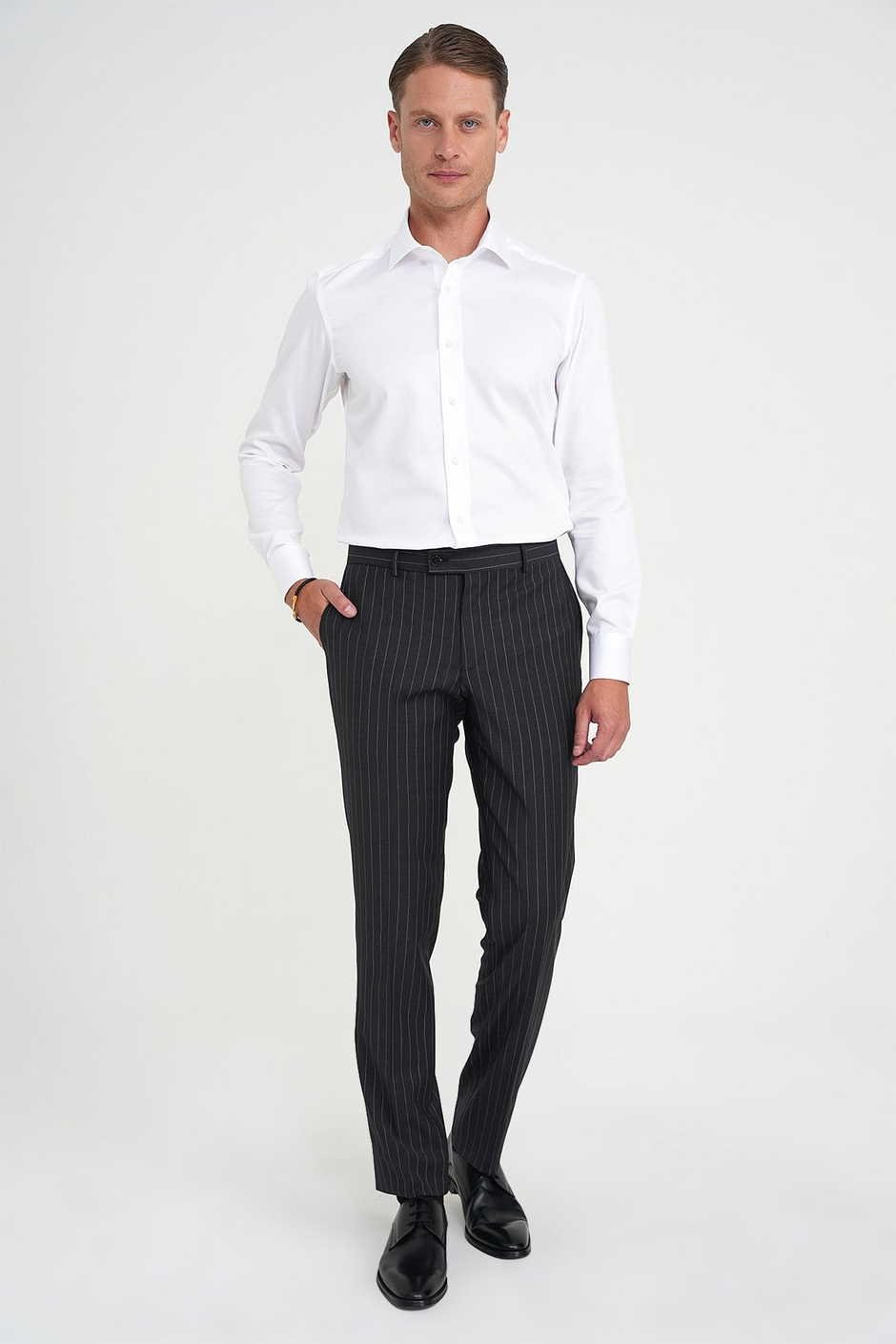 Slim Fit %100 Pamuk Non Iron Kumaş Beyaz Gömlek Gk 734