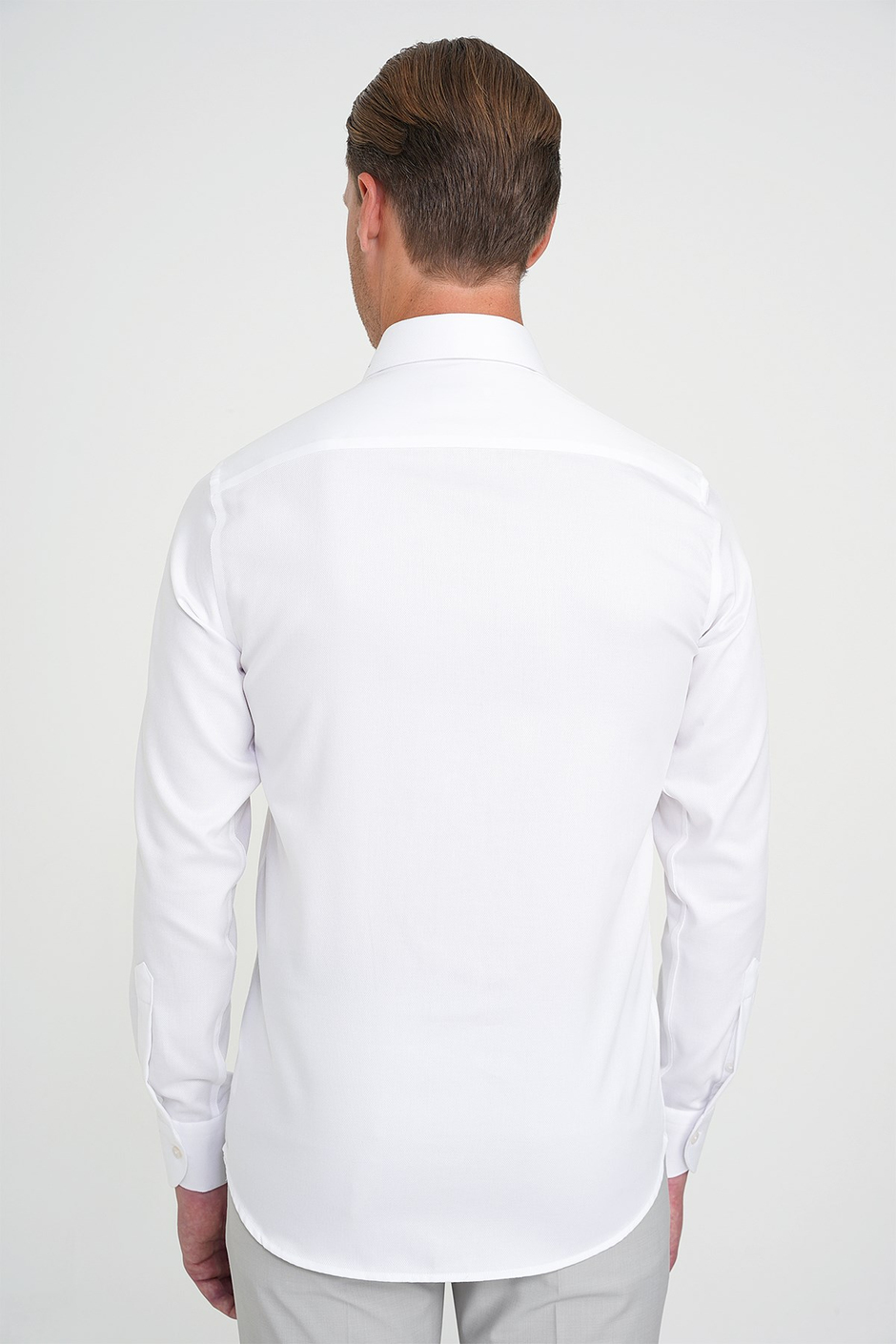 Slim Fit %100 Pamuk Non Iron Kumaş Dokulu Beyaz Gömlek Gk 744