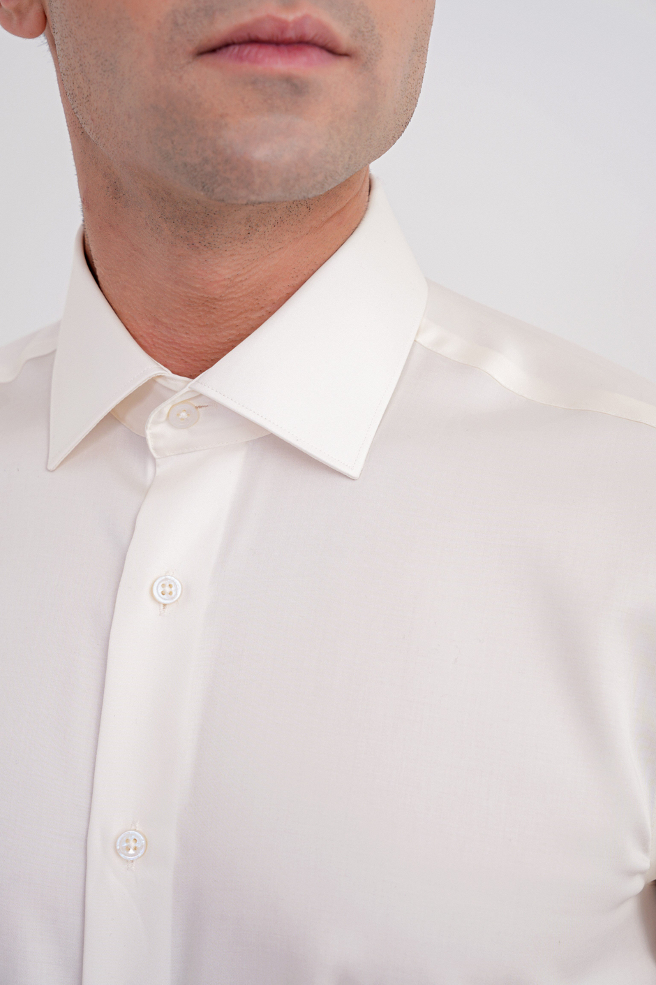 Slim Fit %100 Pamuk Non Iron Kumaş Krem Gömlek Gk 734