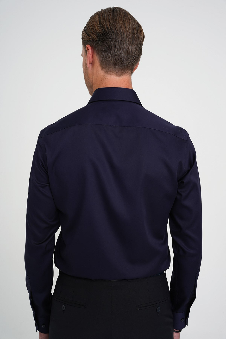 Slim Fit %100 Pamuk Non Iron Kumaş Lacivert Gömlek Gk 734