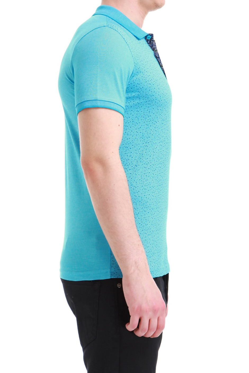 Slim Fit %100 Pamuk Ribanalı Turkuaz Polo Yaka Tişört TS 736