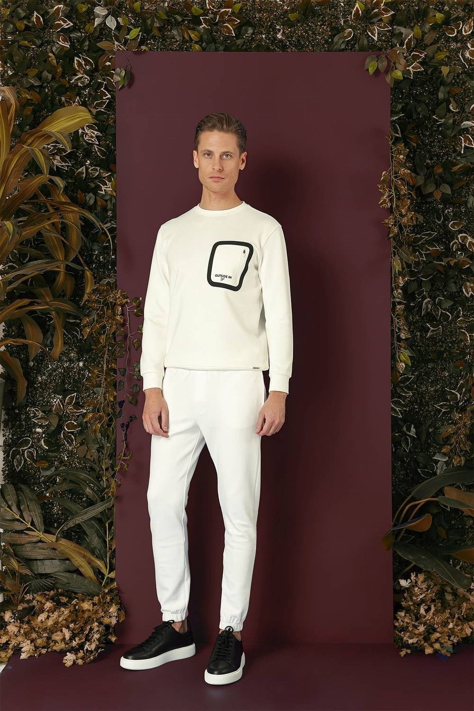 Slim Fit Beli İpli Paçası Lastikli Ekru Jogger Pantolon P 1140