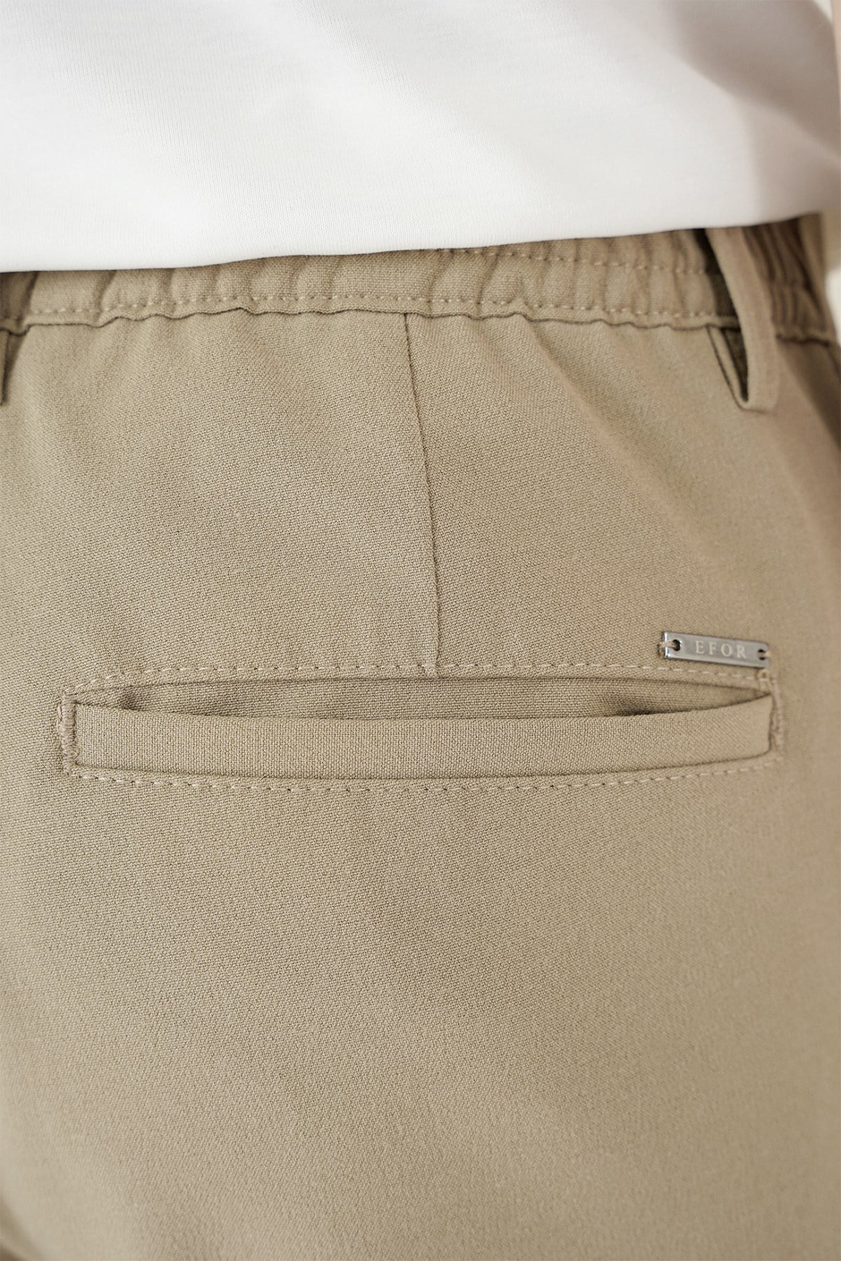 Slim Fit Beli Lastikli Esnek Pamuklu Bej Pantolon P 1171