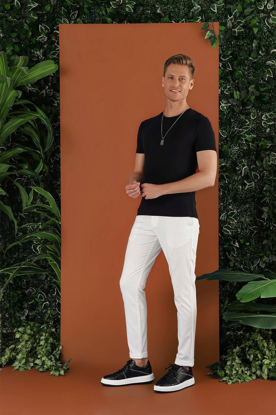 Slim Fit Beli Lastikli Esnek Pamuklu Ekru Pantolon P 1122