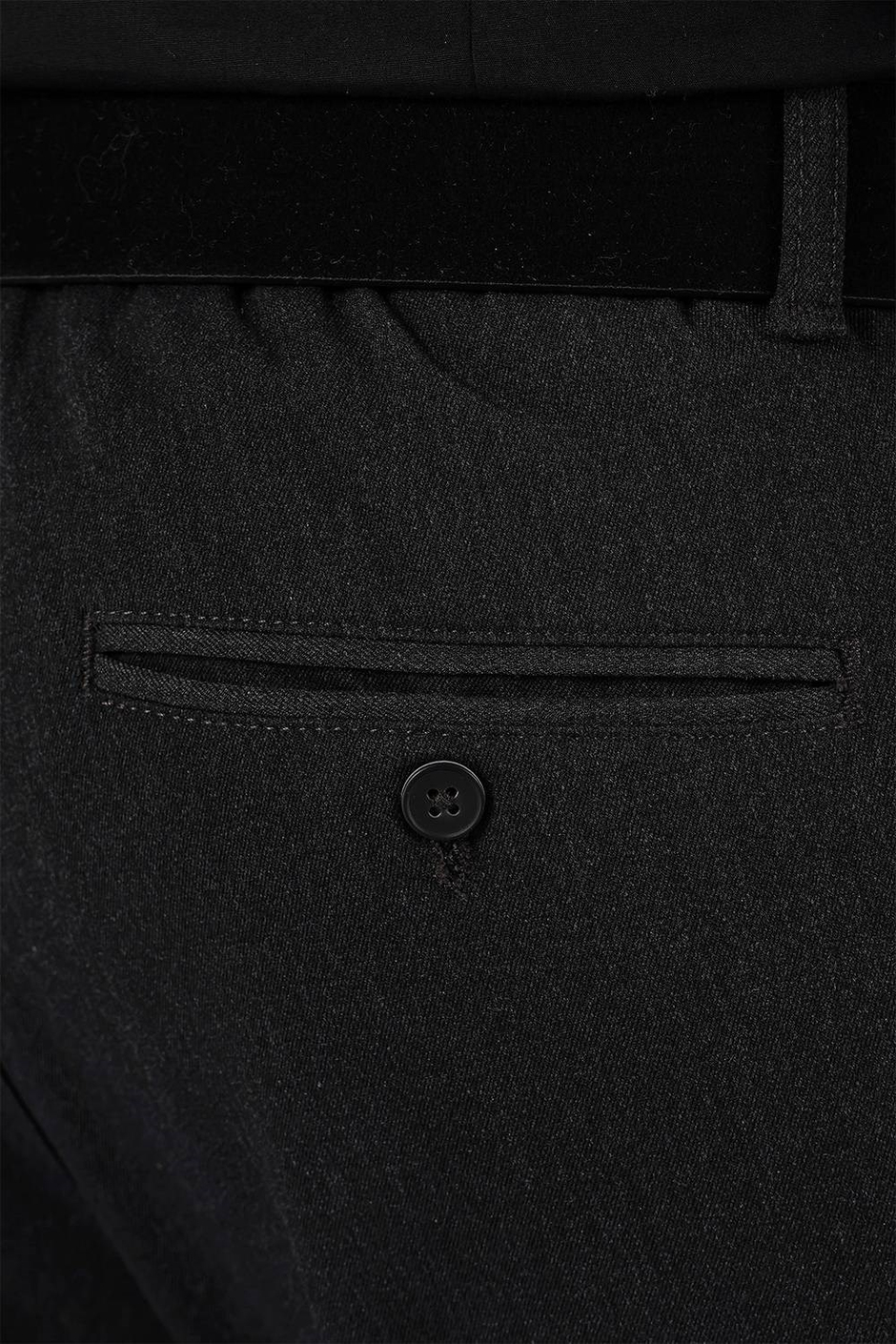 Slim Fit Beli Lastikli Pileli Esnek Yünlü Antrasit Pantolon P 1131
