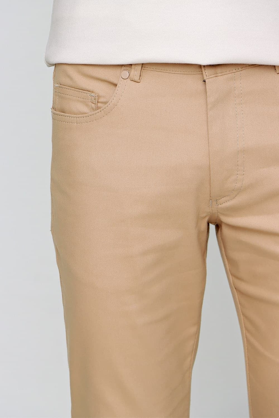 Slim Fit Beş Cep Esnek Pamuklu Camel Kanvas Pantolon P 1089