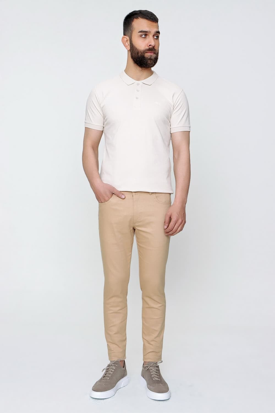 Slim Fit Beş Cep Esnek Pamuklu Camel Kanvas Pantolon P 1089