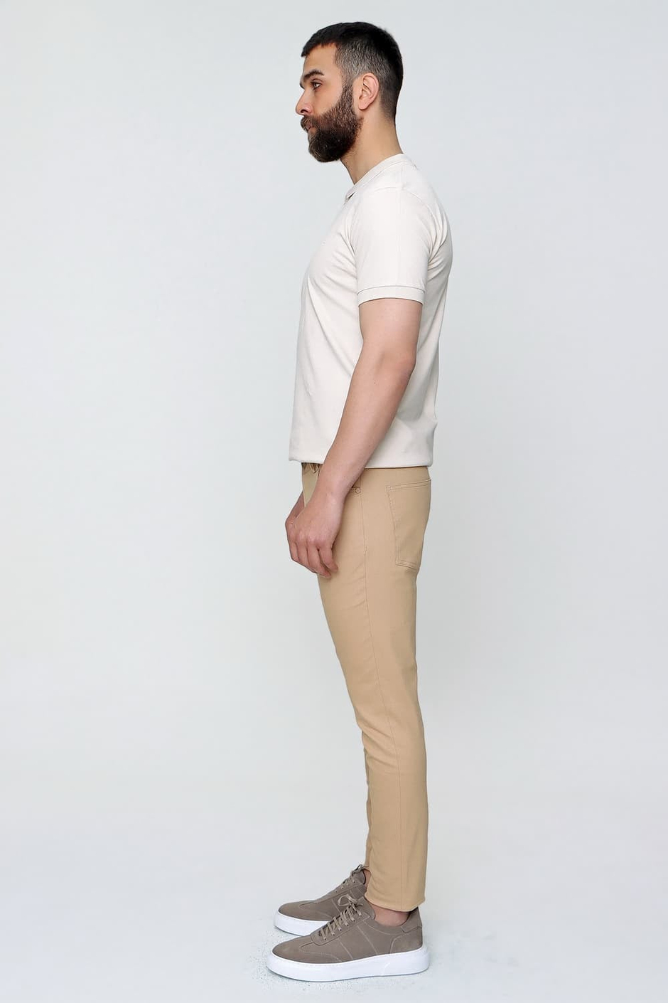 Slim Fit Beş Cep Esnek Pamuklu Camel Kanvas Pantolon P 1089