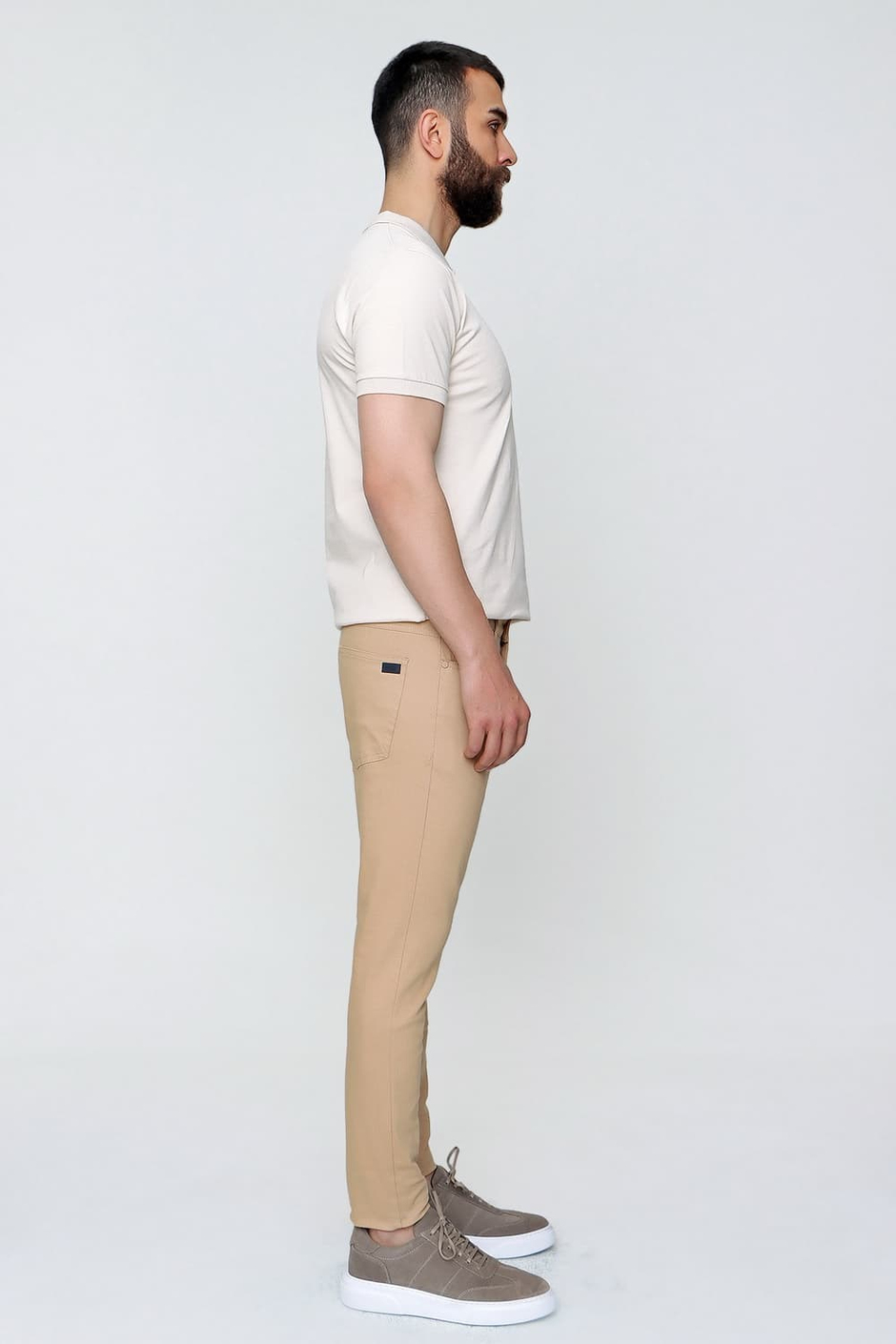 Slim Fit Beş Cep Esnek Pamuklu Camel Kanvas Pantolon P 1089