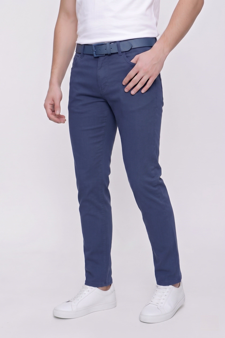Slim Fit Beş Cep Esnek Pamuklu Lacivert Kanvas Pantolon P 1087
