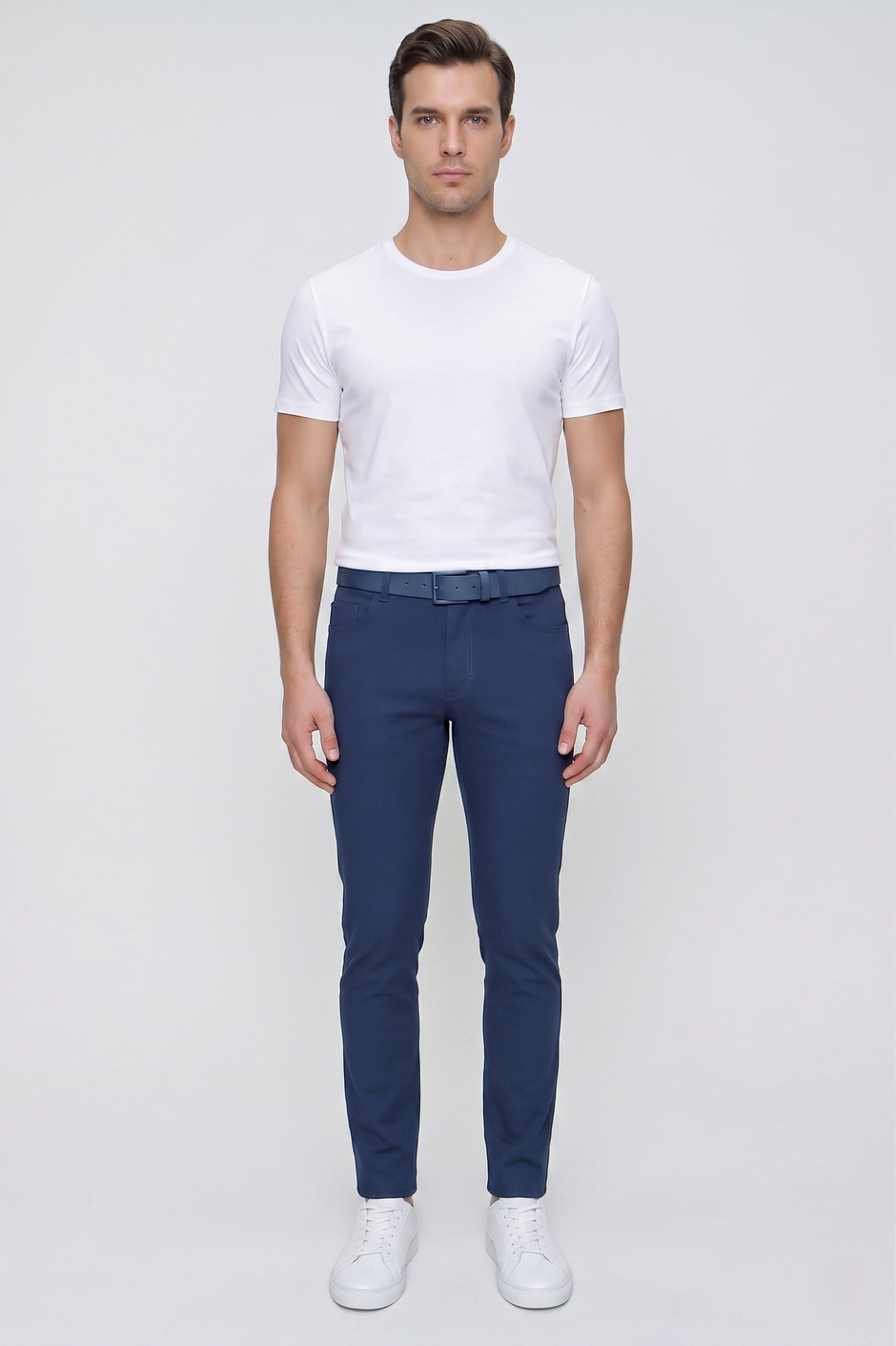 Slim Fit Beş Cep Esnek Pamuklu Lacivert Kanvas Pantolon P 1087