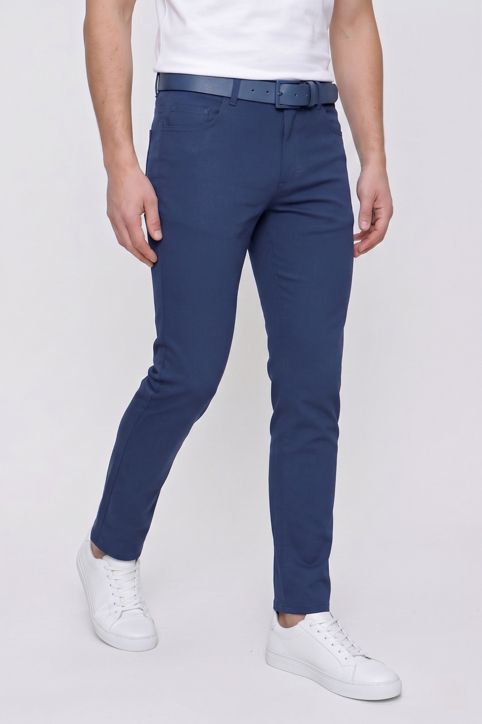 Slim Fit Beş Cep Esnek Pamuklu Lacivert Kanvas Pantolon P 1087