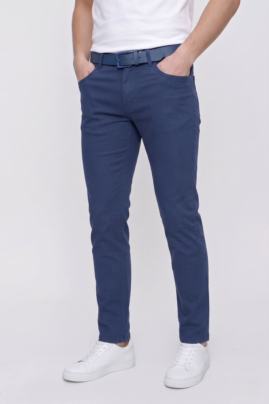 Slim Fit Beş Cep Esnek Pamuklu Lacivert Kanvas Pantolon P 1087