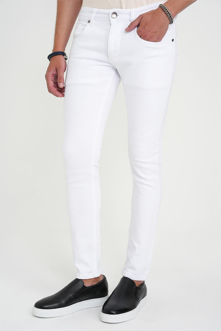 Slim Fit Beş Cep Likralı Beyaz Jean Kot Pantolon Denim 134