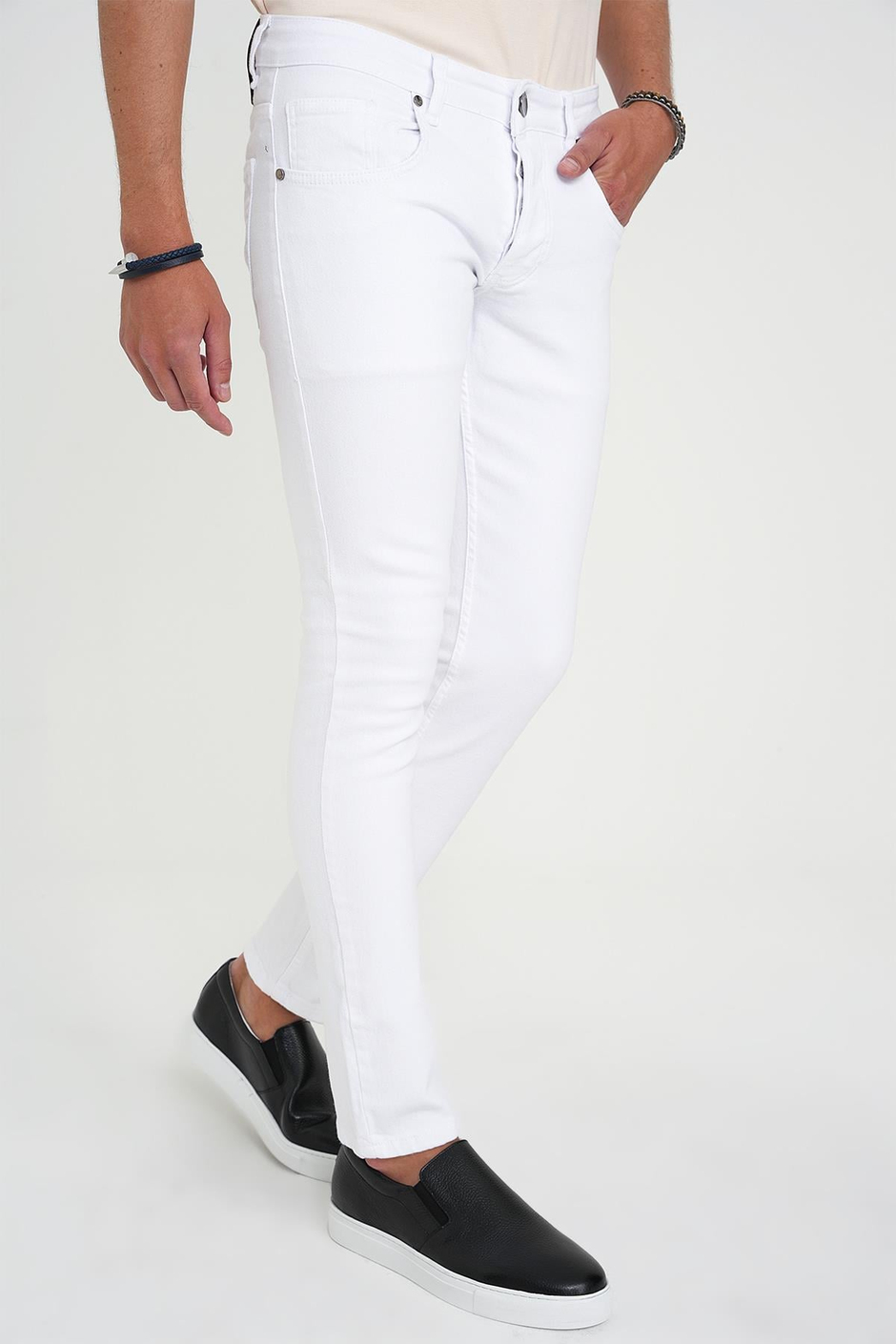 Slim Fit Beş Cep Likralı Beyaz Jean Kot Pantolon Denim 134