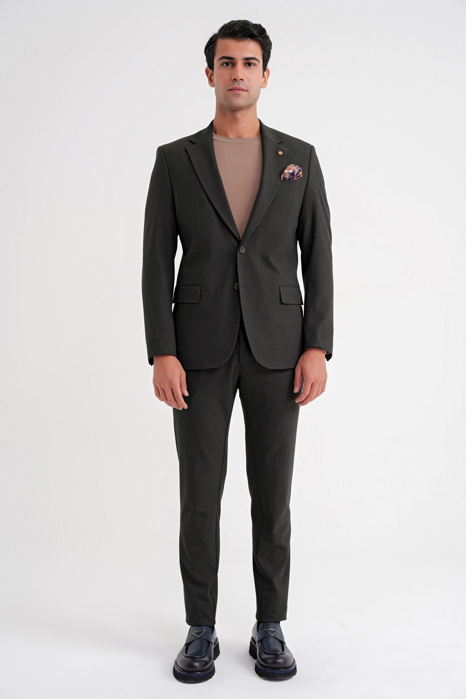 Slim Fit Çift Yırtmaç Esnek Pamuklu Füme Blazer Ceket C 716