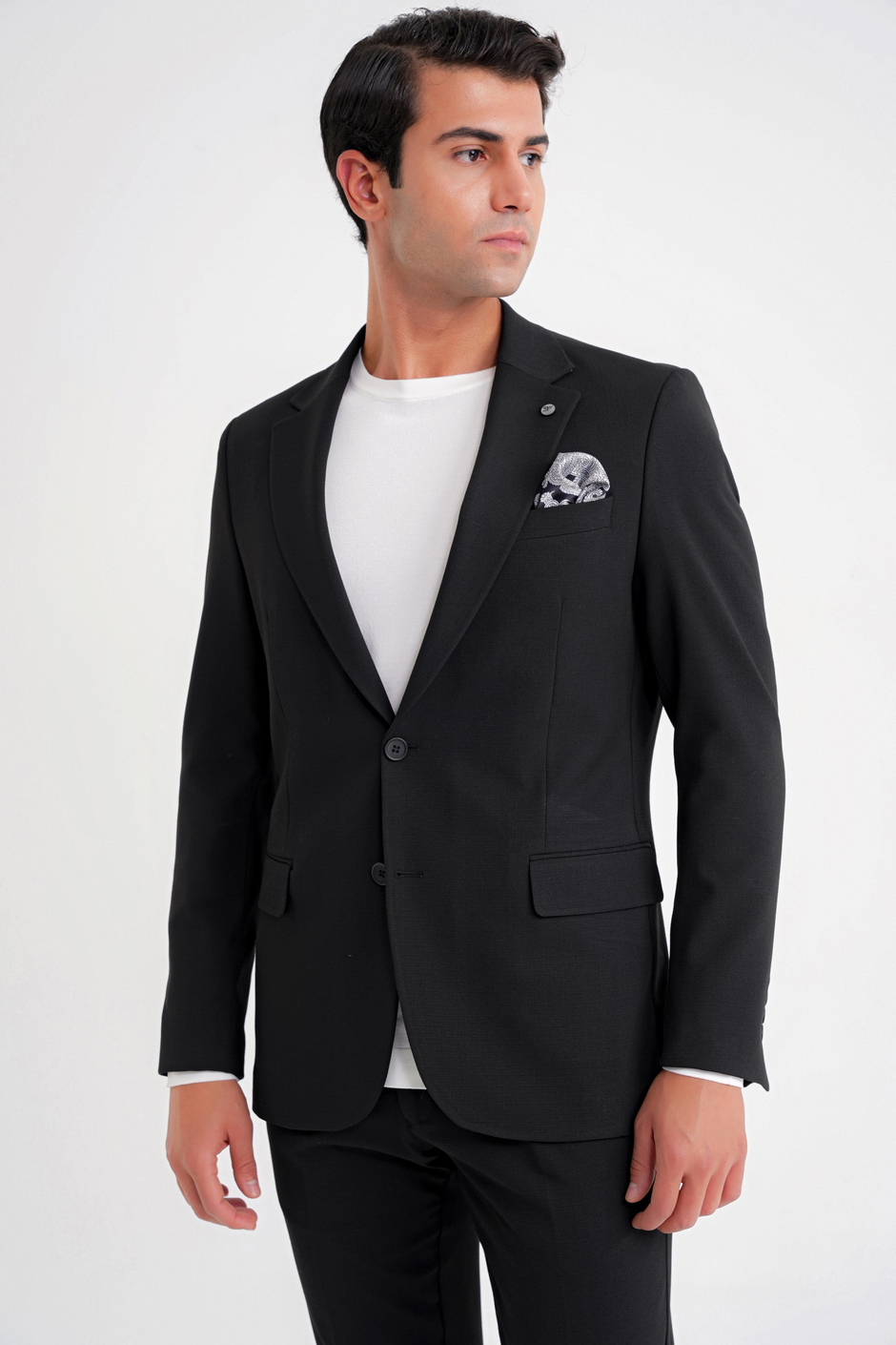 Slim Fit Çift Yırtmaç Esnek Pamuklu Siyah Blazer Ceket C 716