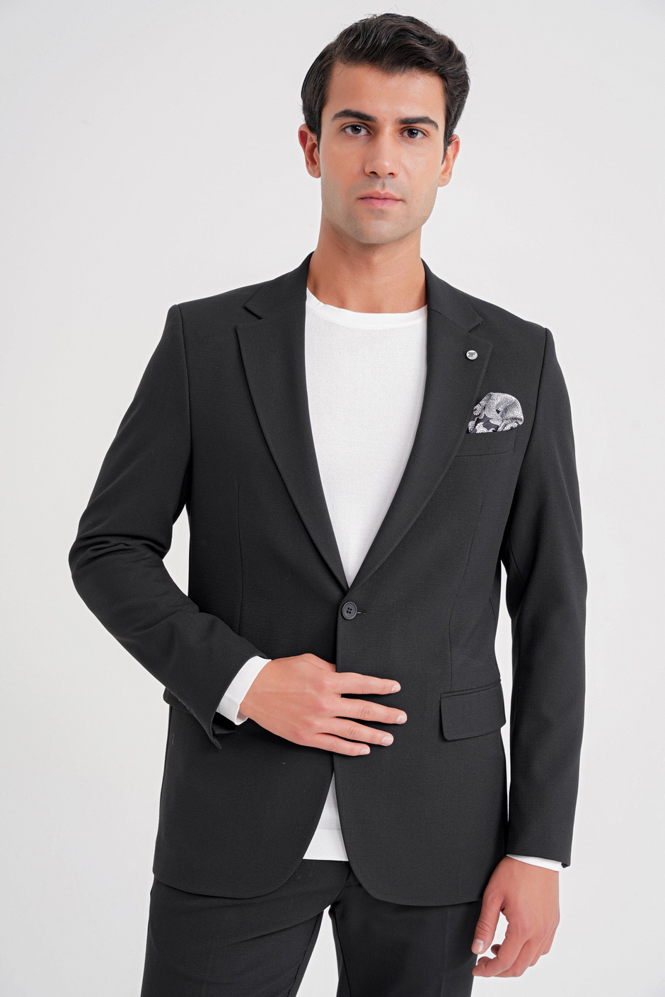 Slim Fit Çift Yırtmaç Esnek Pamuklu Siyah Blazer Ceket C 716