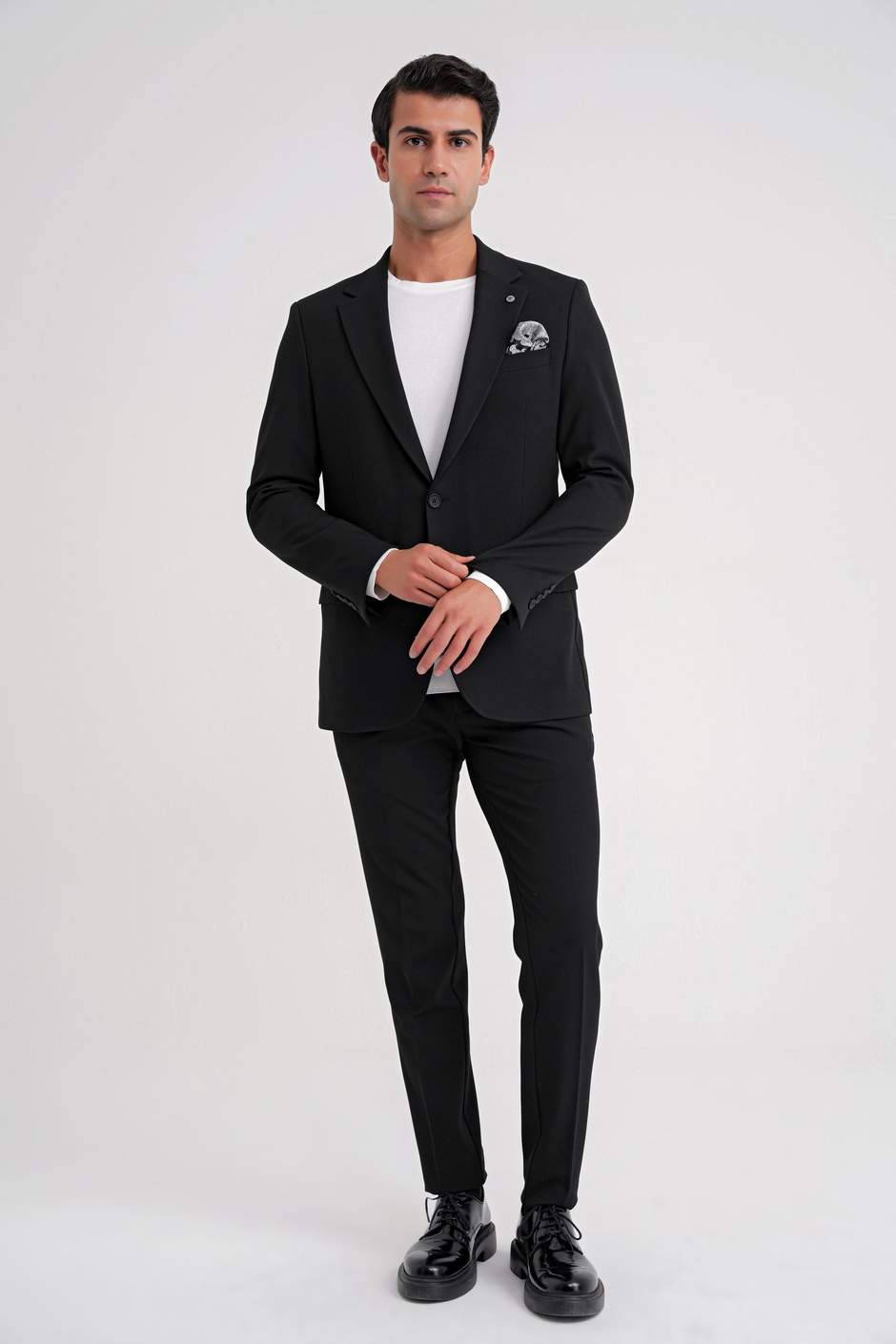 Slim Fit Çift Yırtmaç Esnek Pamuklu Siyah Blazer Ceket C 716