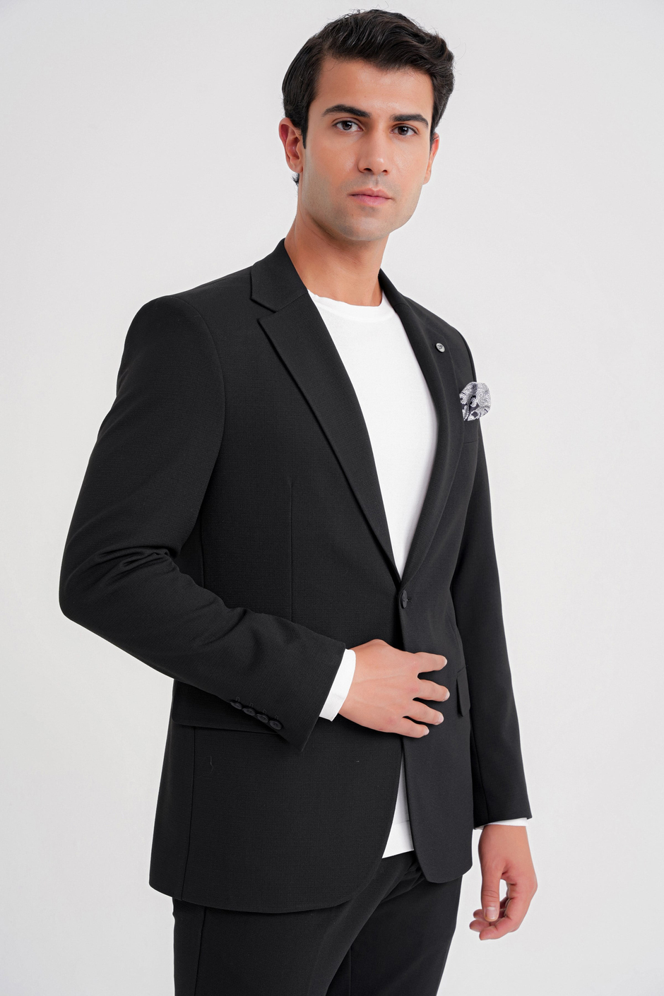 Slim Fit Çift Yırtmaç Esnek Pamuklu Siyah Blazer Ceket C 716