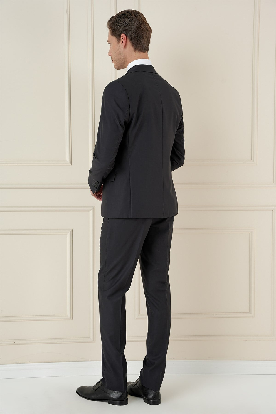 Slim Fit Çift Yırtmaç Mono Yaka Klasik Antrasit Takım Elbise Tk 912