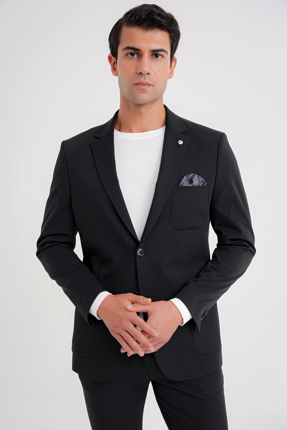 Slim Fit Çift Yırtmaç Torba Cep Esnek Spandex Karışımlı Havacı Siyah-1 Ceket C 697