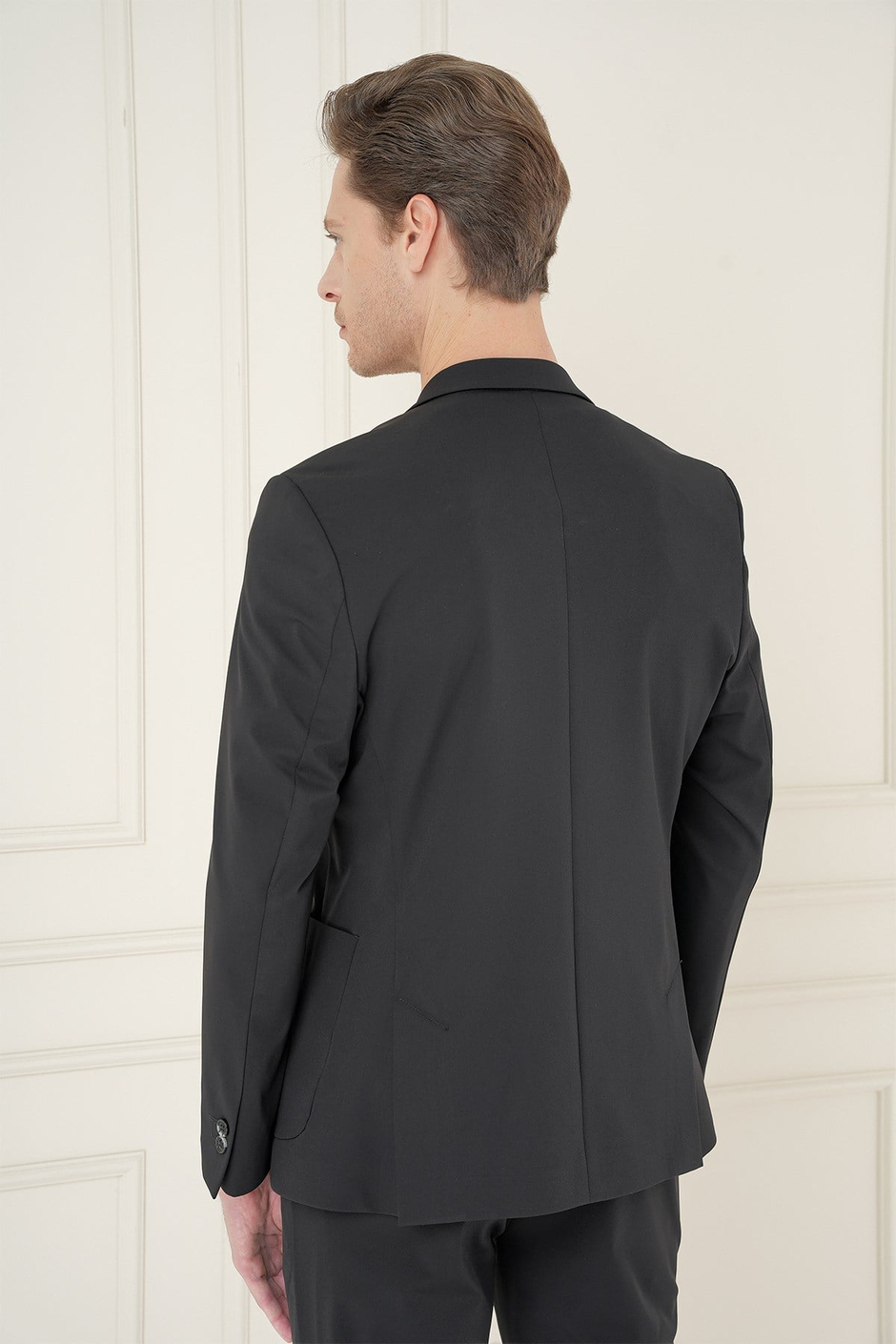 Slim Fit Çift Yırtmaç Torba Cep Esnek Spandex Karışımlı Havacı Siyah Ceket C 697