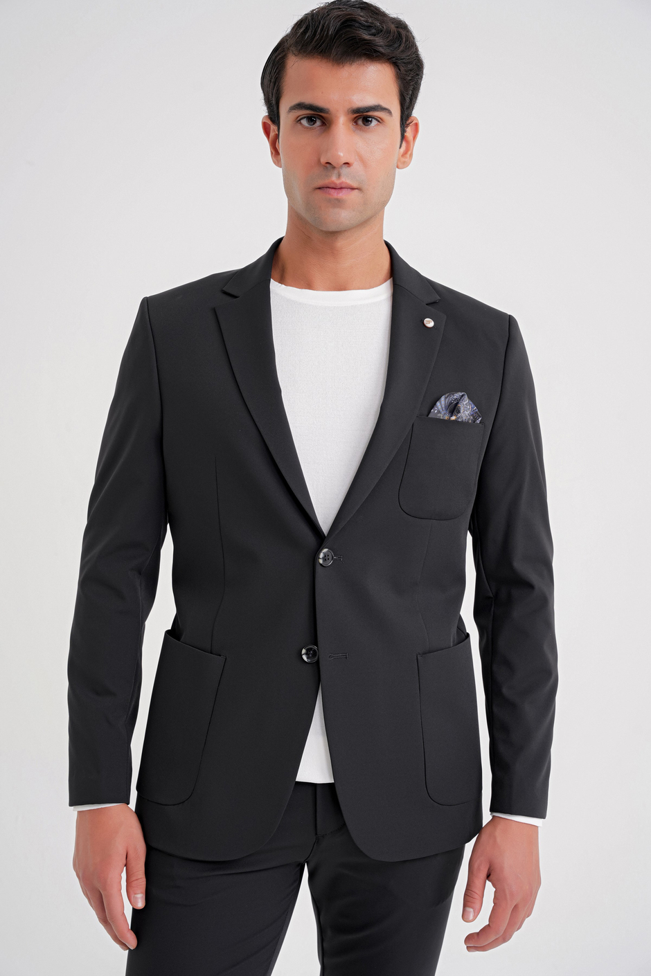 Slim Fit Çift Yırtmaç Torba Cep Esnek Spandex Karışımlı Havacı Siyah-1 Ceket C 697