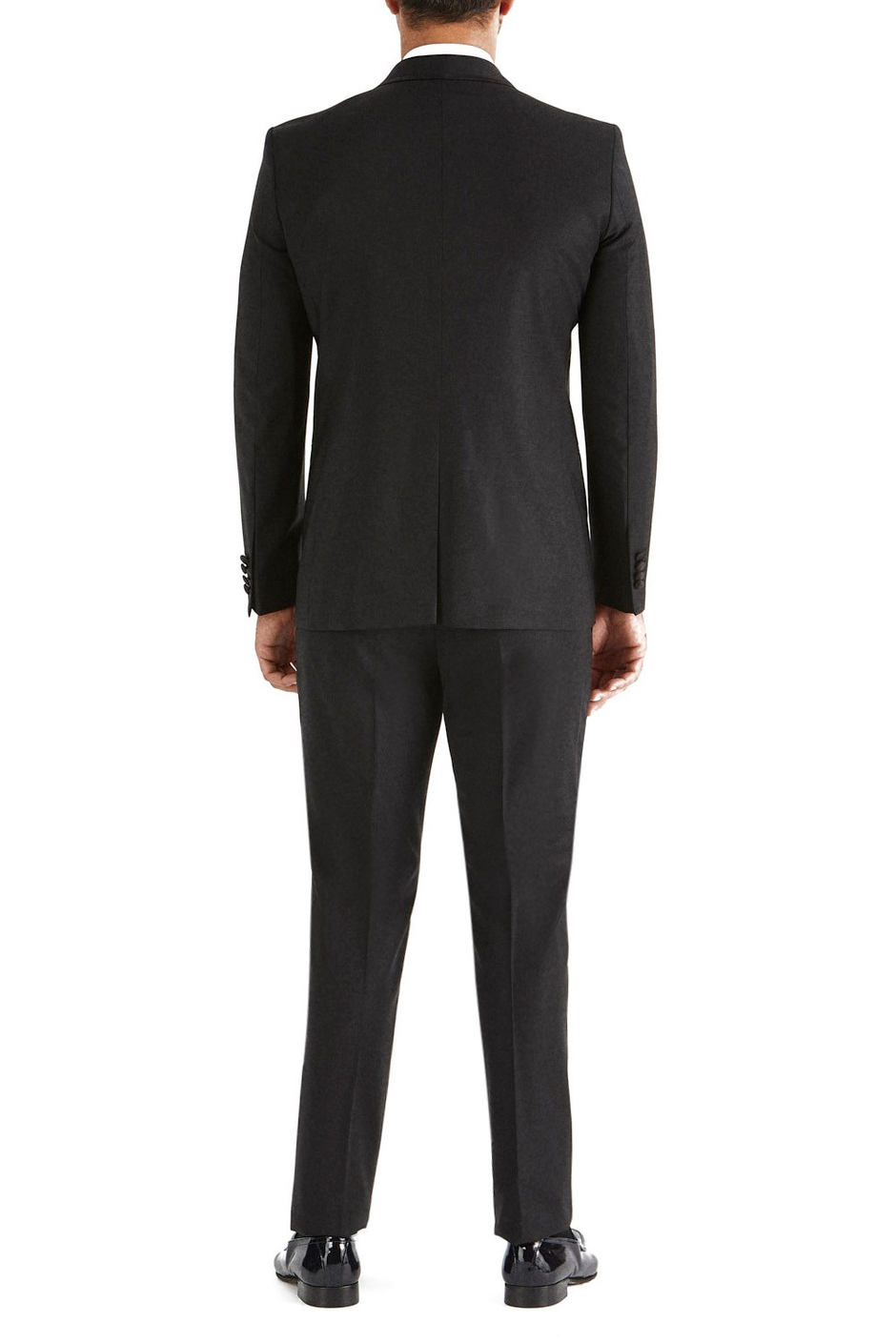 Slim Fit Çıkarılabilir Saten Şal Yaka Siyah Damatlık Smokin Takım Black 037