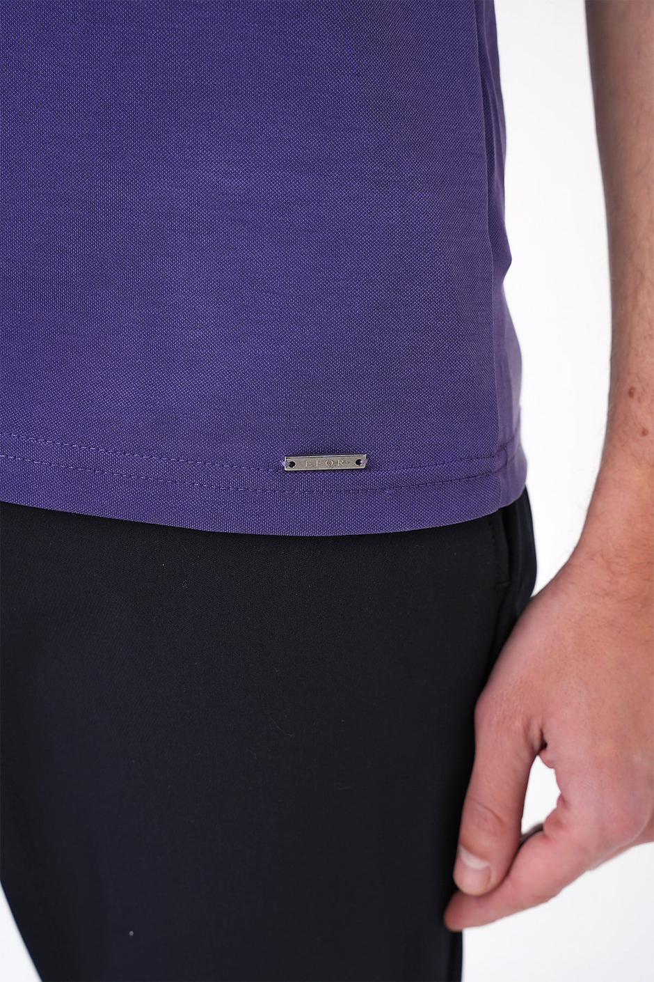 Slim Fit Düğmeli Pamuklu Mor Polo Yaka Tişört Ts 879