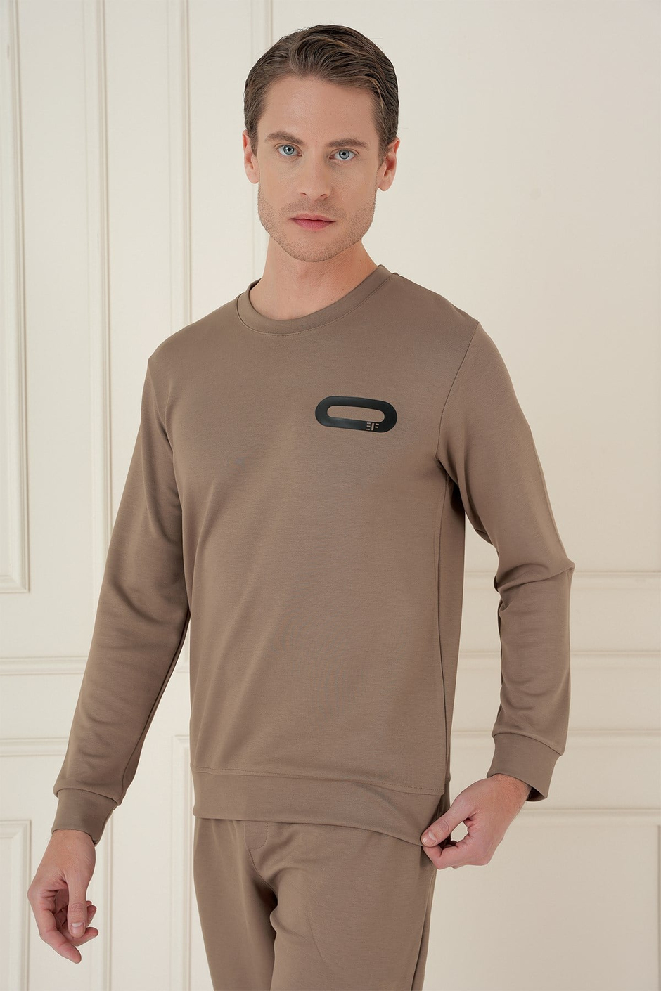 Slim Fit Esnek Pamuklu Uzun Kollu Vizon Tişört TS 888