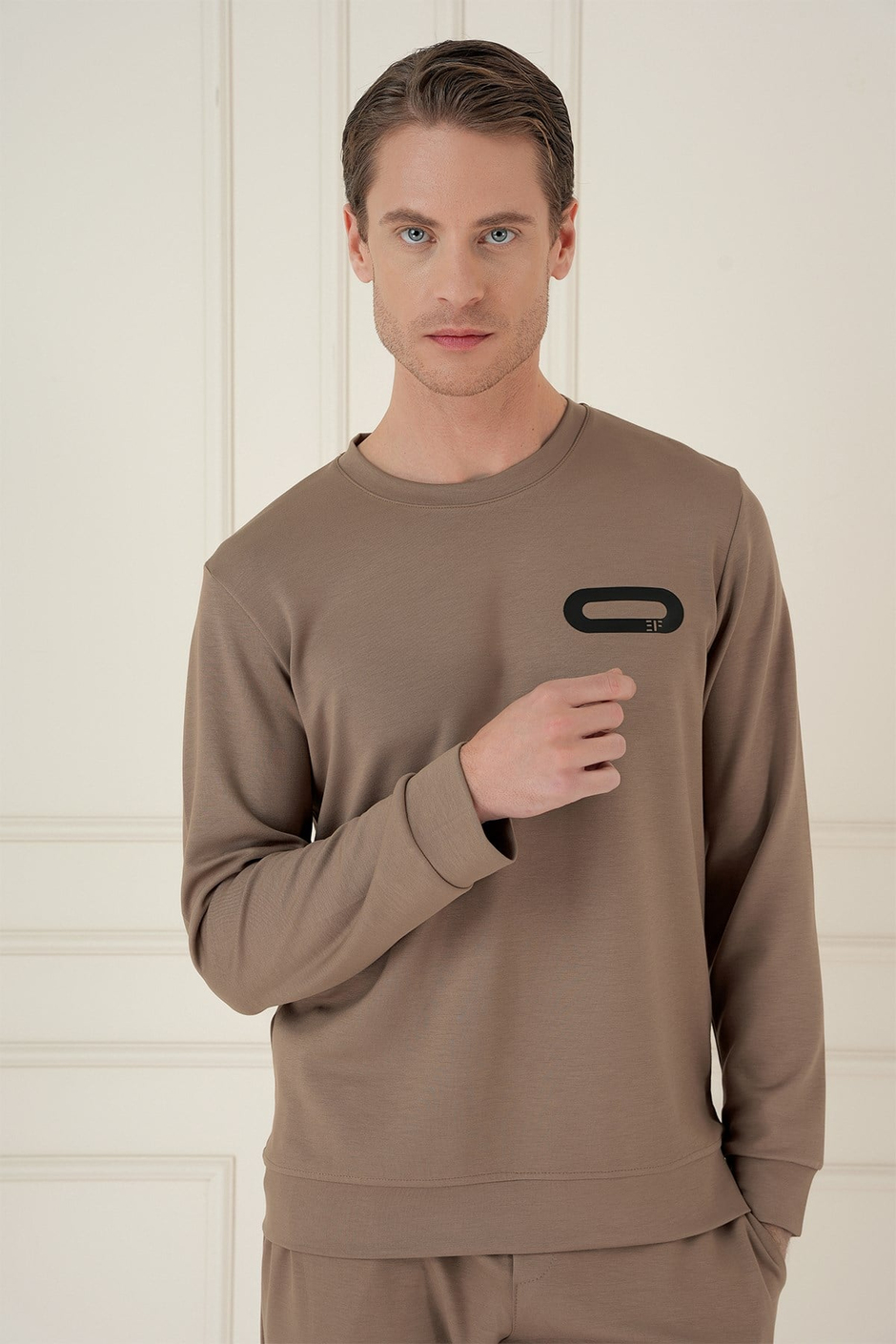 Slim Fit Esnek Pamuklu Uzun Kollu Vizon Tişört TS 888