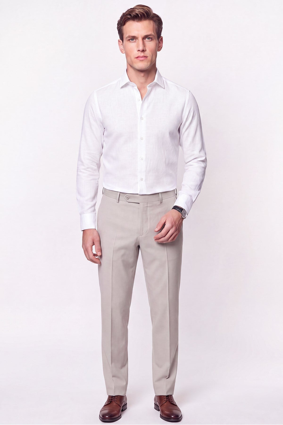Slim Fit İtalyan Yaka Beyaz Gömlek G 1610 