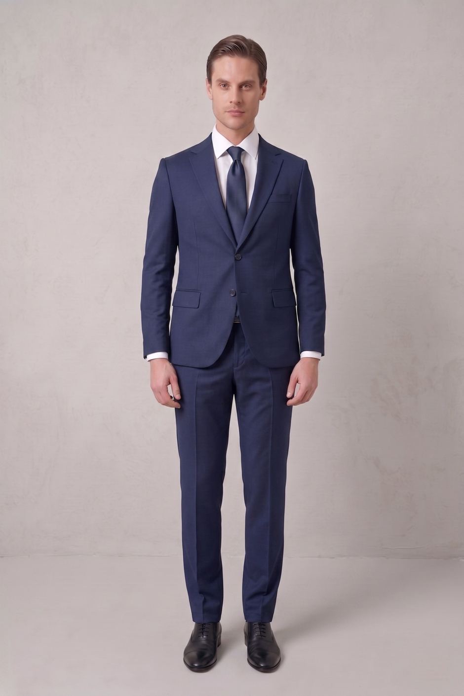 Slim Fit Klasik Mono Yaka Klasik Lacivert Takım Elbise Tk 2021