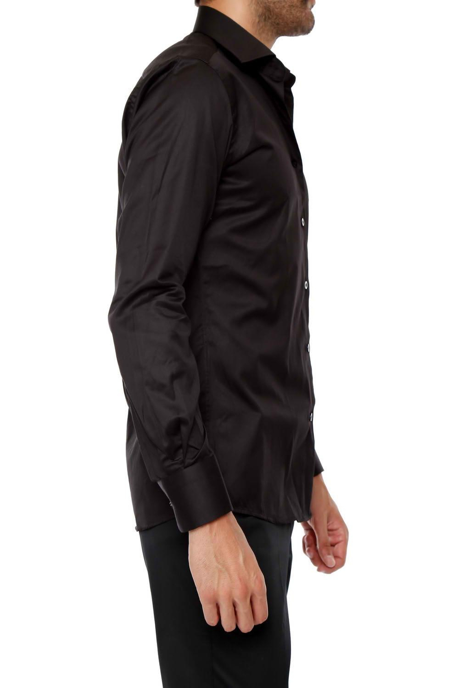 Slim Fit Klasik Yaka Pamuk Saten Uzun Kol Siyah Gömlek  Gk 214