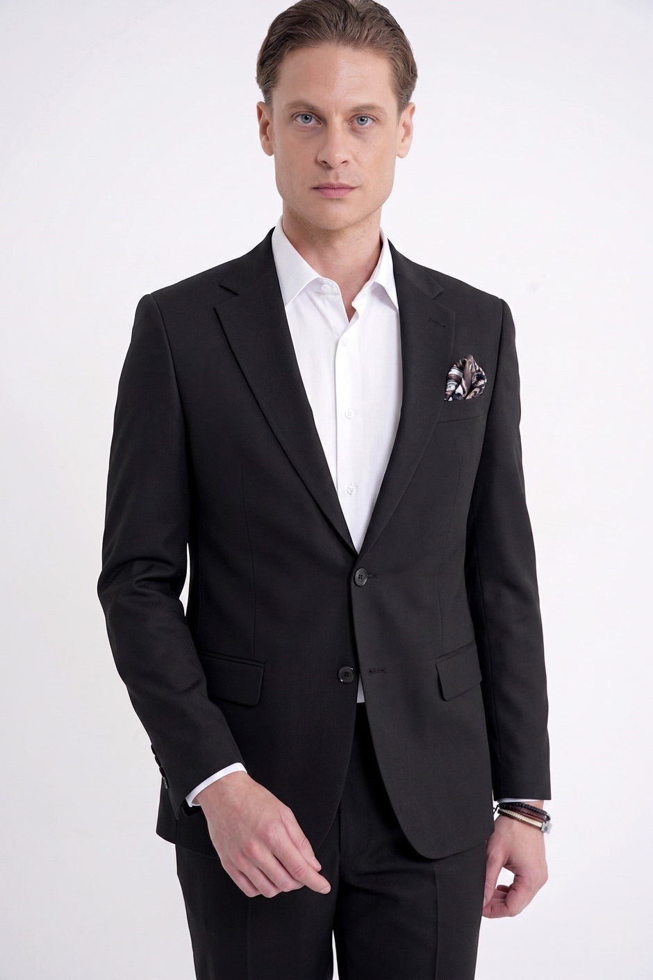 Slim Fit Mono Yaka %97 Tencel Kumaş Çift Yırtmaç Esnek Lacivert Takım Elbise TK 941