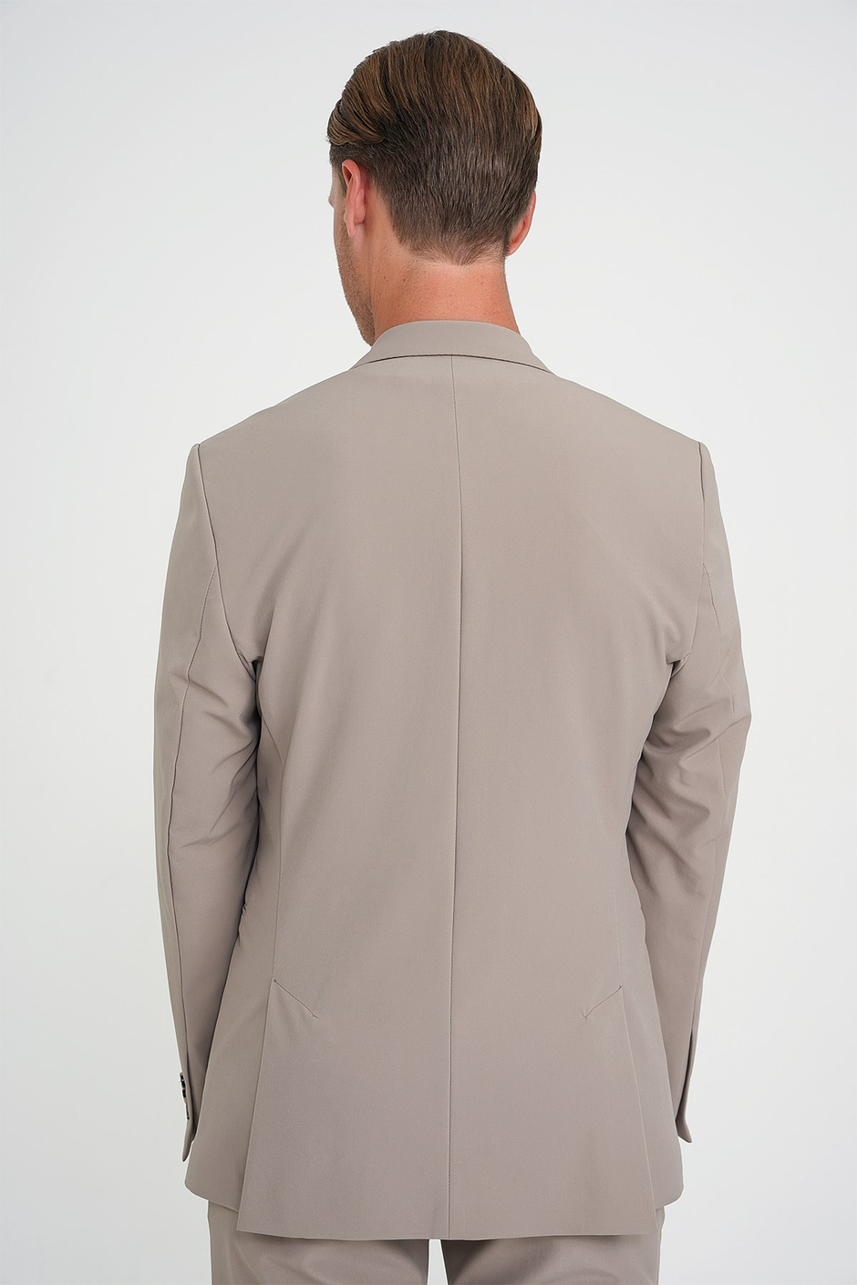 Slim Fit Mono Yaka Fleto Cepli Çift Yırtmaçlı Esnek Pamuklu Vizon Ceket C 710