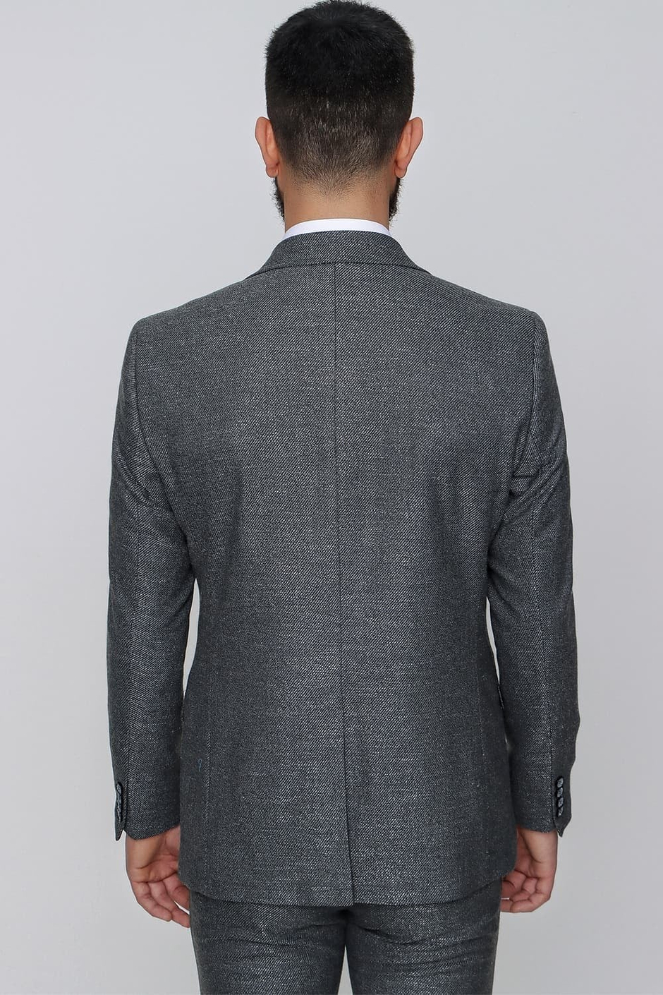 Slim Fit Mono Yaka Kırçıllı Dokuma Esnek Siyah Spor Ceket C 614