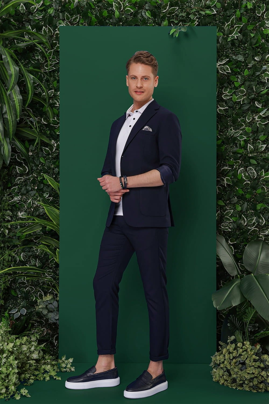 Slim Fit Mono Yaka Torba Cepli Esnek Pamuklu Lacivert Blazer Ceket C 639