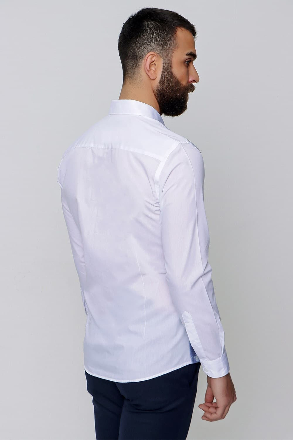 Slim Fit Önü Batik Desenli Spor Saks Gömlek G 1482